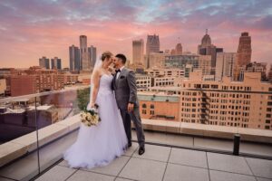 Rooftop of the DAC overlooking the skyline of Detroit, Michigan. Photo taken by Erika Black Photography