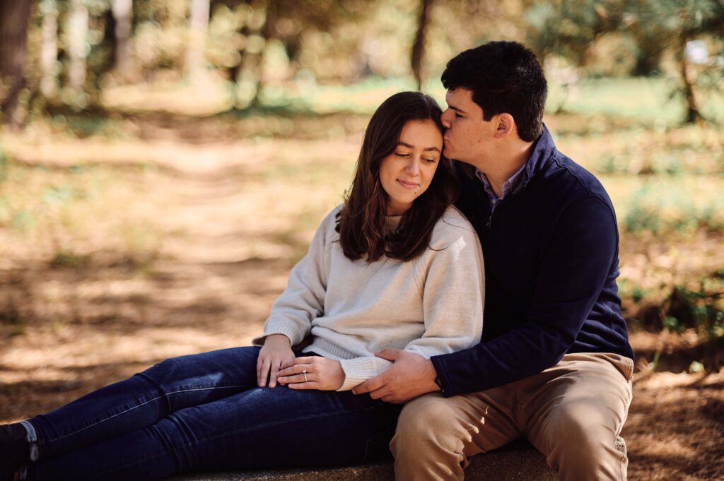 Engagement Session of the soon to be bride and groom at the Nichols Arboretum on University of Michigan's campus in Ann Arbor, Michigan