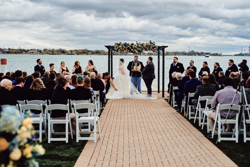 A bride and groom's ceremony at the St. Clair Inn in St. Clair, MI. Photo taken by Erika Black Photography
