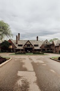 The front of the Country Club of Detroit in Grosse Pointe, Michigan