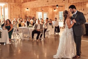 Bride and Groom have their first dance at Sunset Hill Wedding Barn