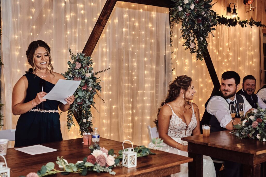 Maid of Honor speech at Sunset Hill Wedding Barn